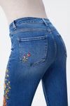 New York High Rise Embroidered Wide Leg Jeans