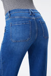 High Rise Relaxed Ankle Raw Hem Straight Leg Jeans