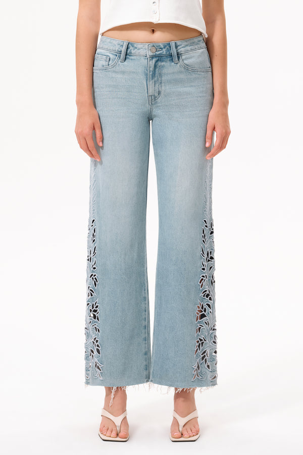 Flora Mid Rise Straight Jeans