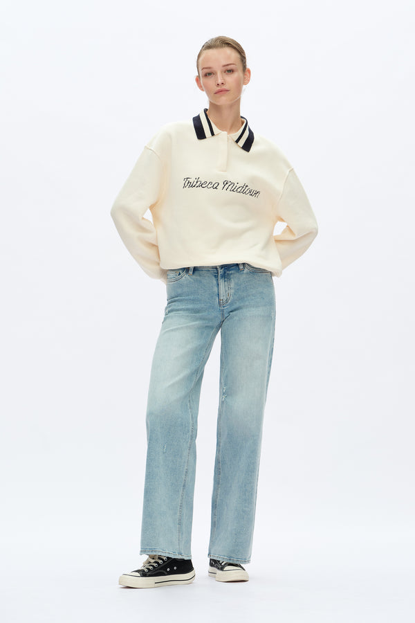 Mid Rise Wide Leg Denim Jeans