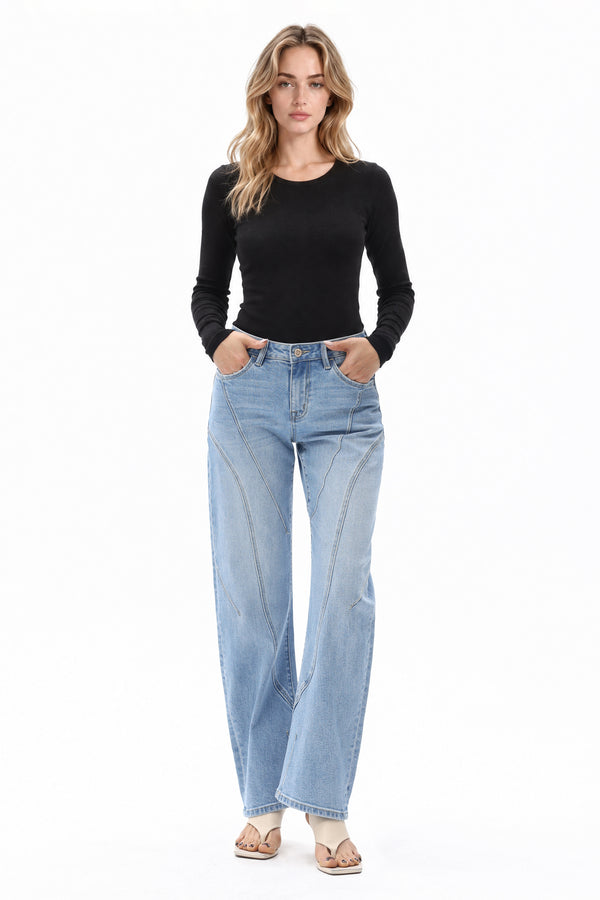 Mid Rise Barrel Leg Jeans
