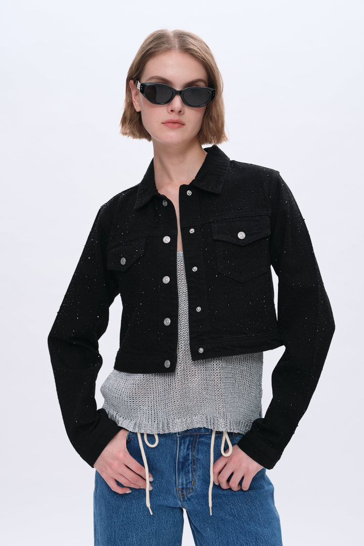 Alice Denim Jacket With Rhinestones