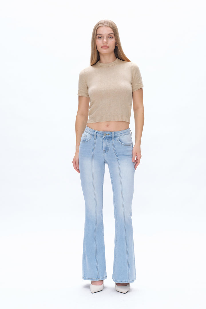 Julia Mid Rise Flare Leg Denim Jeans