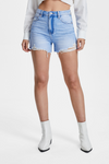 High Rise Distressed Denim Shorts