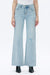 High Rise Wide Leg Denim Jeans With Raw Hem
