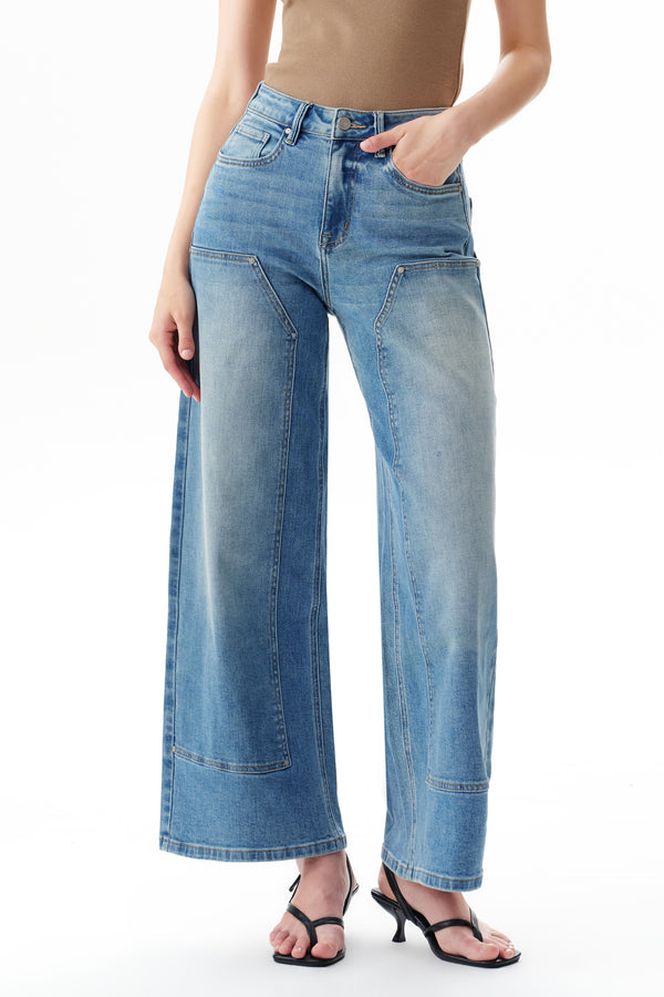 High Rise Appliqué Barrel Leg Jeans