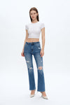 Lisa High Rise Ripped Jeans-Straight-BAYEAS