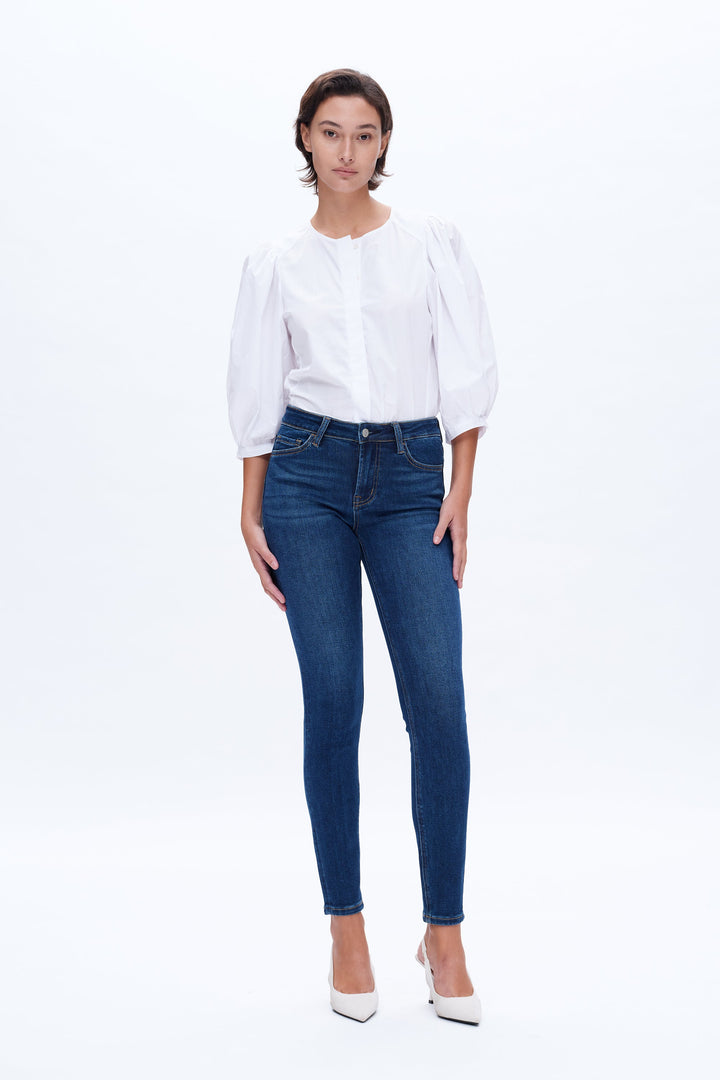 Emily Mid Rise Skinny Denim Jeans