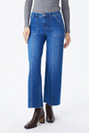High Rise Relaxed Ankle Raw Hem Straight Leg Jeans