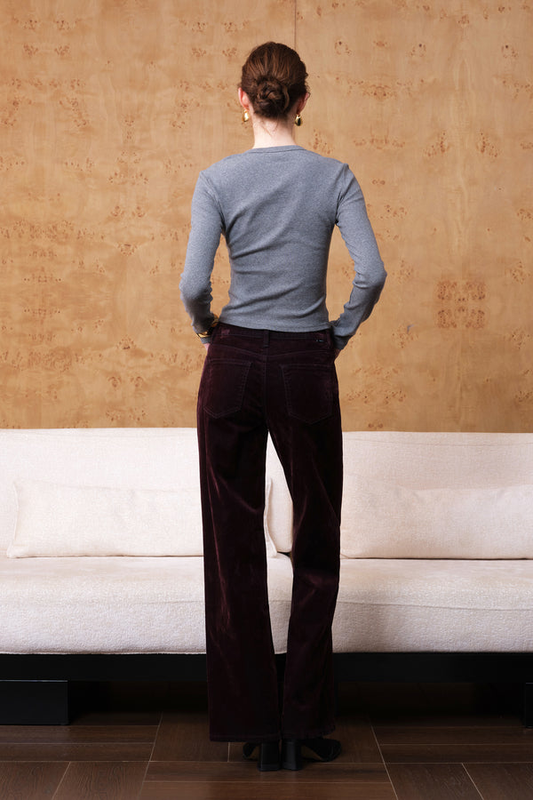 Corduroy Mid Rise Wide Leg Jeans