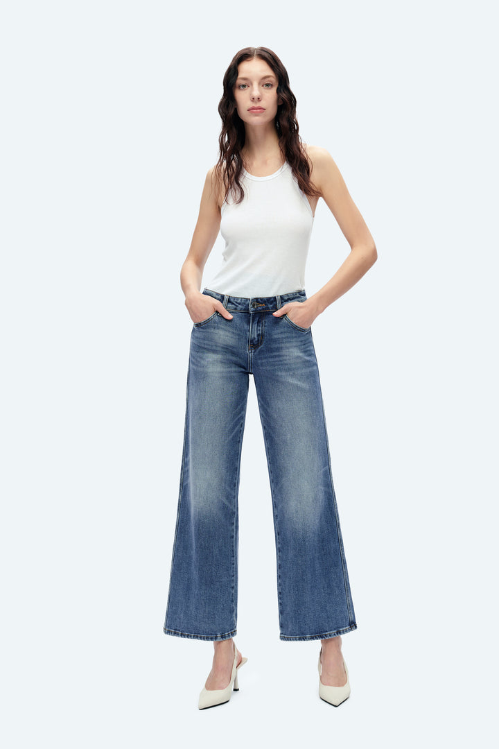 KRISTY MID RISE RELAXED STRAIGHT DENIM JEANS