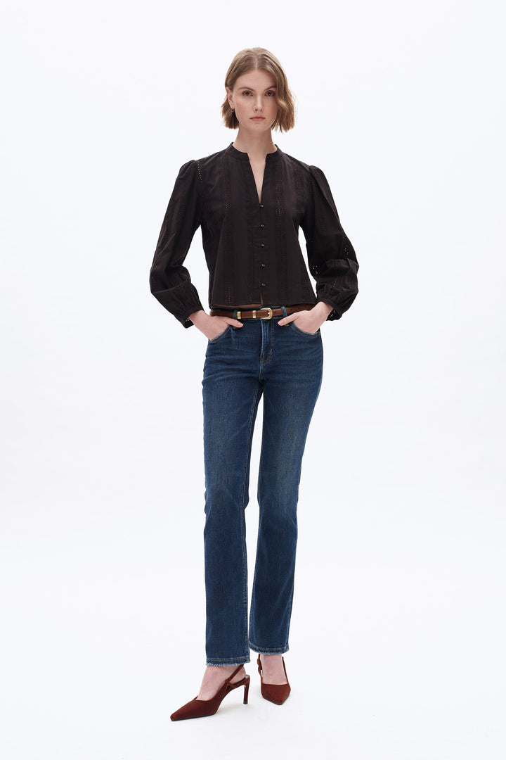 Mid Rise Slim Straight Denim Jeans