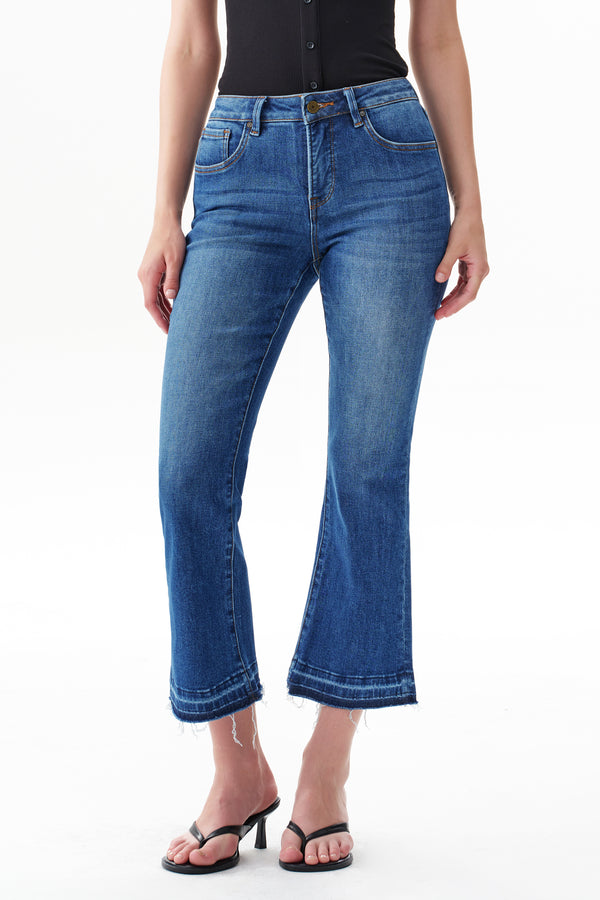 Edgy Mid Rise Flare Jeans