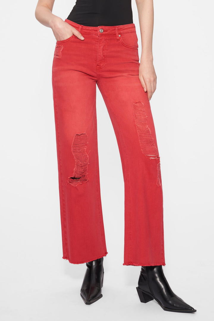 Ally High Rise Distressed Wide Leg Pants