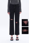 High Rise Distressed Straight Jeans