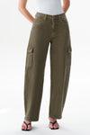 Low Rise Cargo Drop Crotch Barrel Leg Pants
