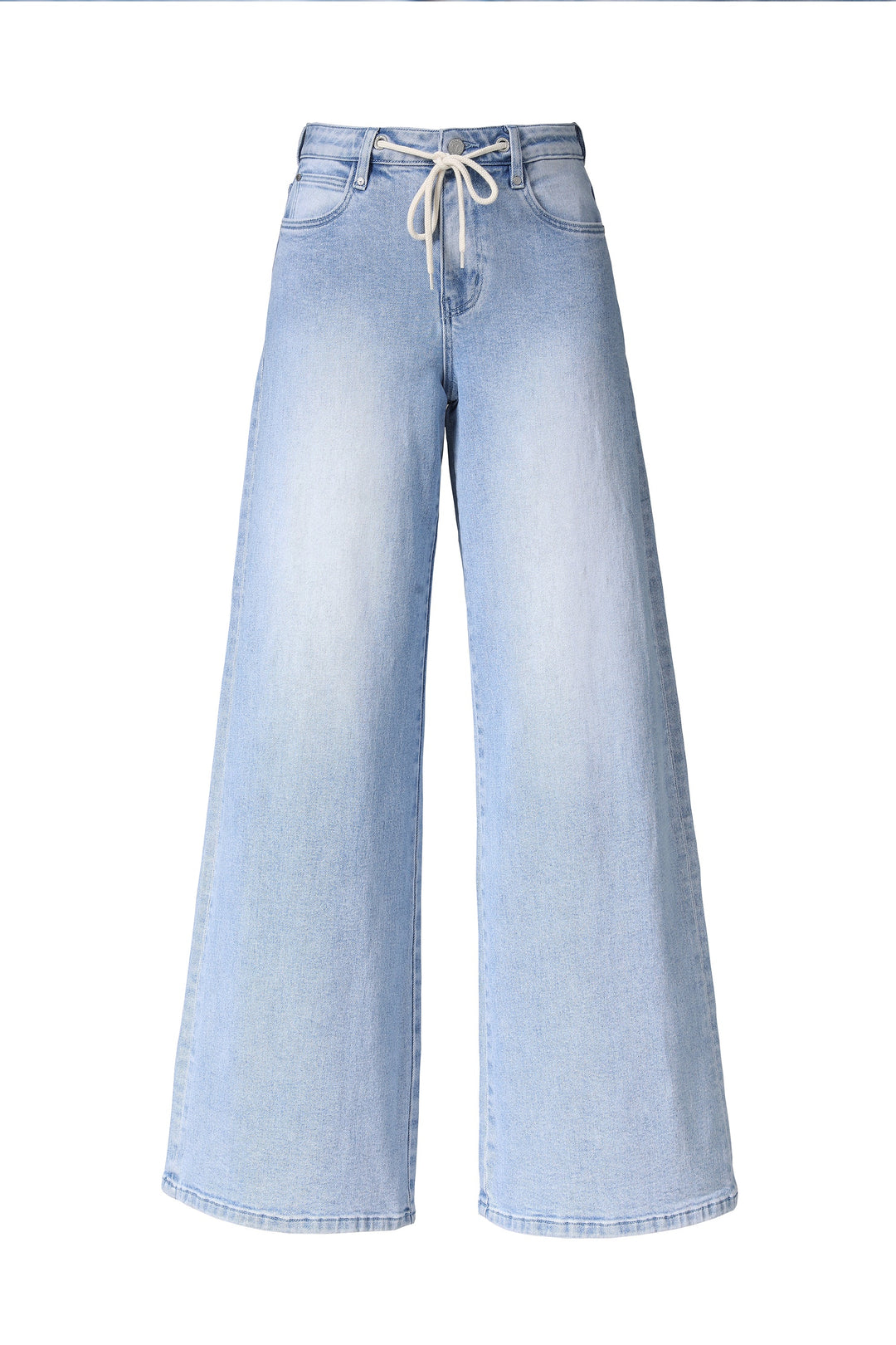 High Rise Drawstring Baggy Denim Jeans