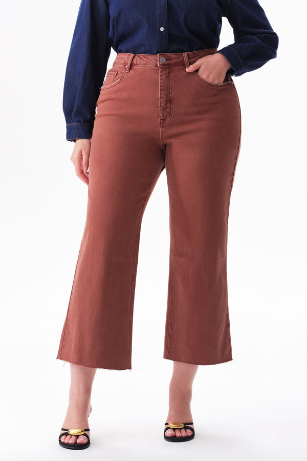 High Rise Cropped Distressed Wide Leg Jeans