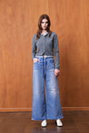 Distressed High Rise Wide Leg Jeans