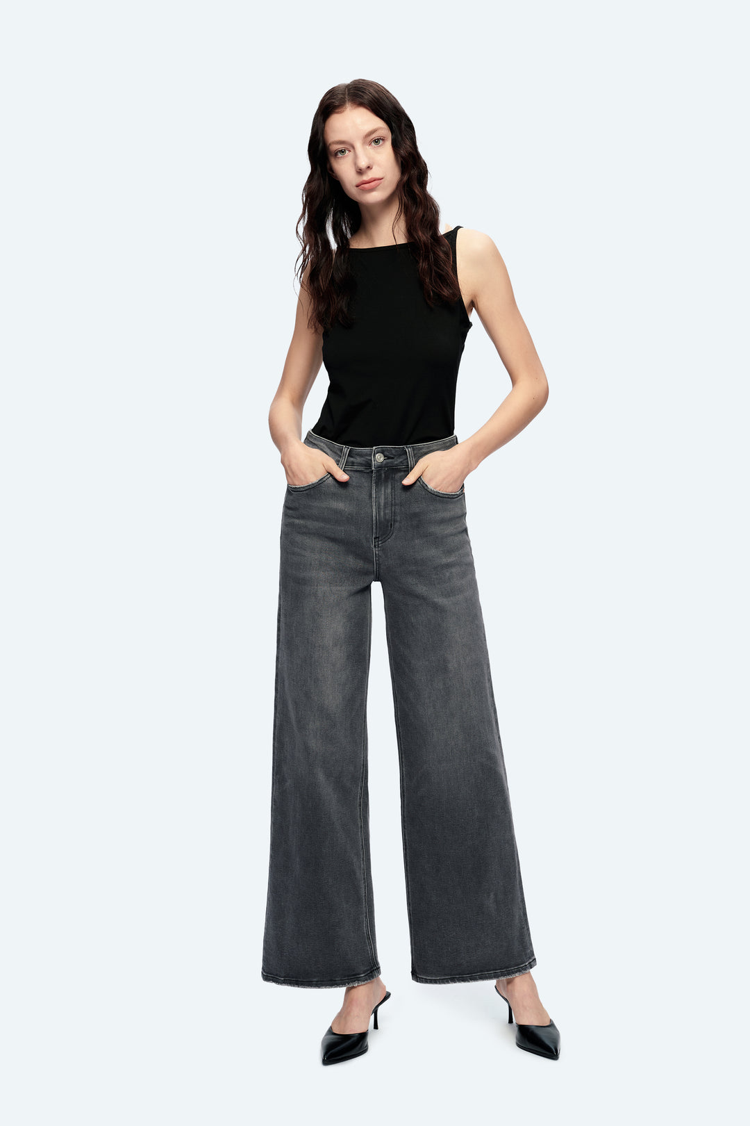 Judy High Rise Wide Leg Denim Jeans