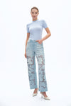 High Rise Embroidered Relaxed Straight Denim Jeans