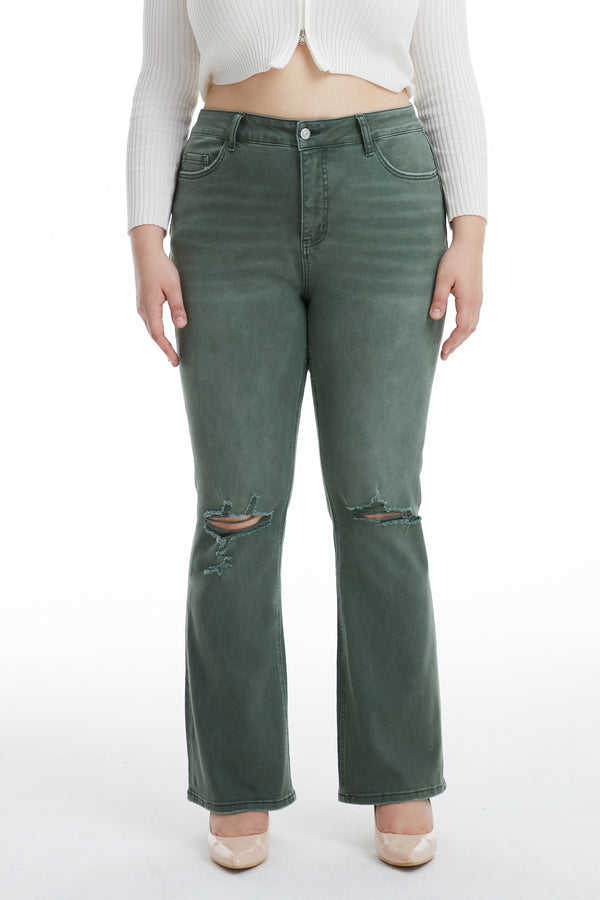 High Rise Distressed Flare Pants