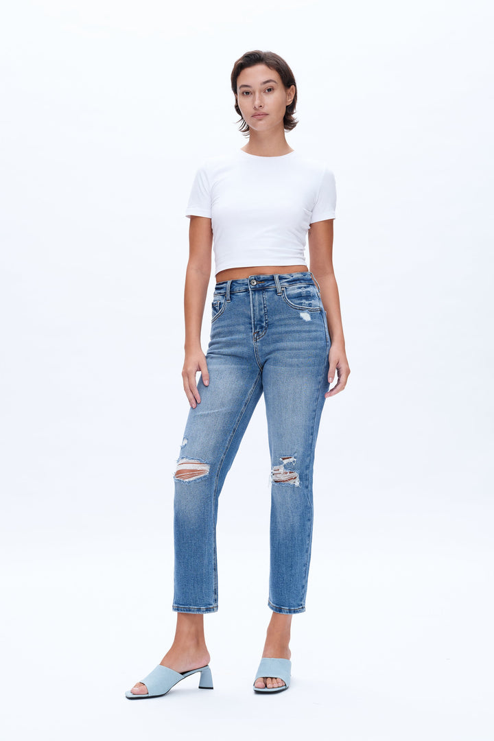 Sarah High Rise Relaxed Straight Denim Jeans