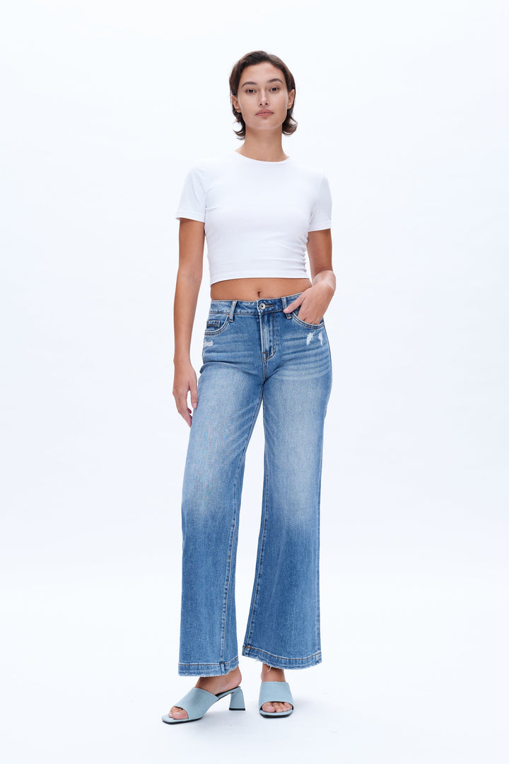 High Rise Wide Leg Denim Jeans