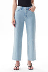 High Rise Ankle Embroidered Straight Leg Jeans