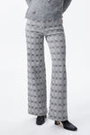 Mid Rise Check Print Wide Leg Pants