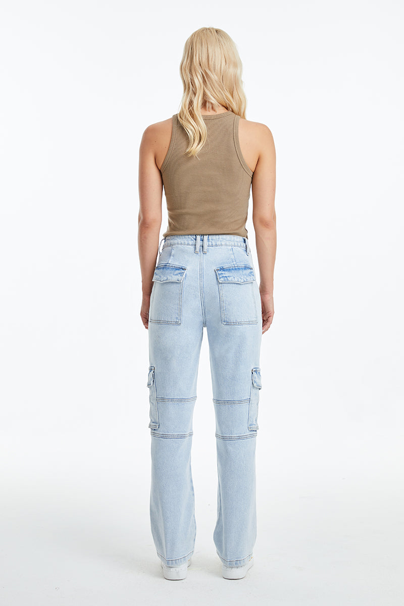 High Rise Straight Leg Denim Jeans