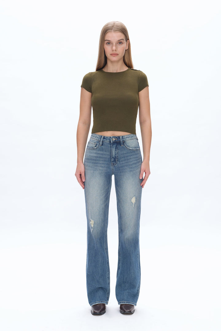 Super High Rise Wide Leg Denim Jeans