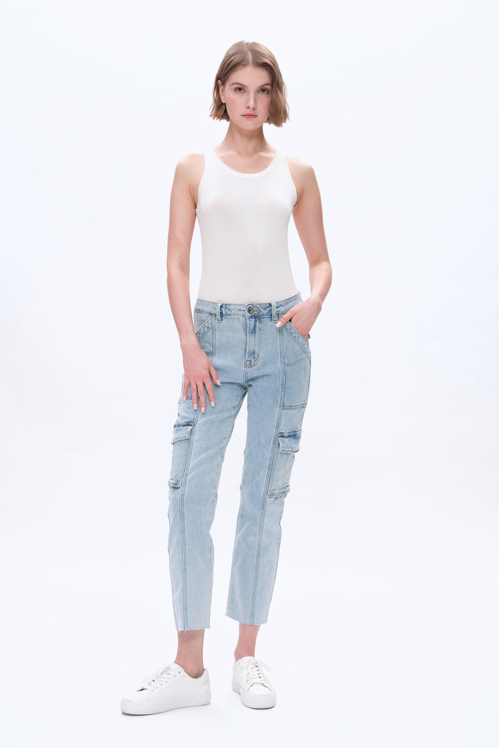 High Rise Straight Leg Denim Jeans