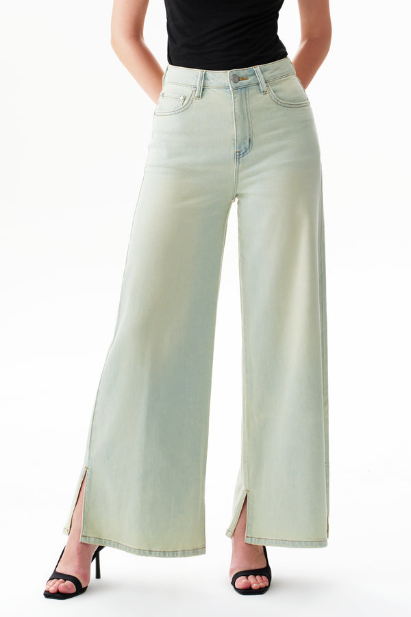 High Rise Slit Wide Leg Jeans