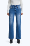 Faded Wash Wide Leg Jeans-Straight-BAYEAS