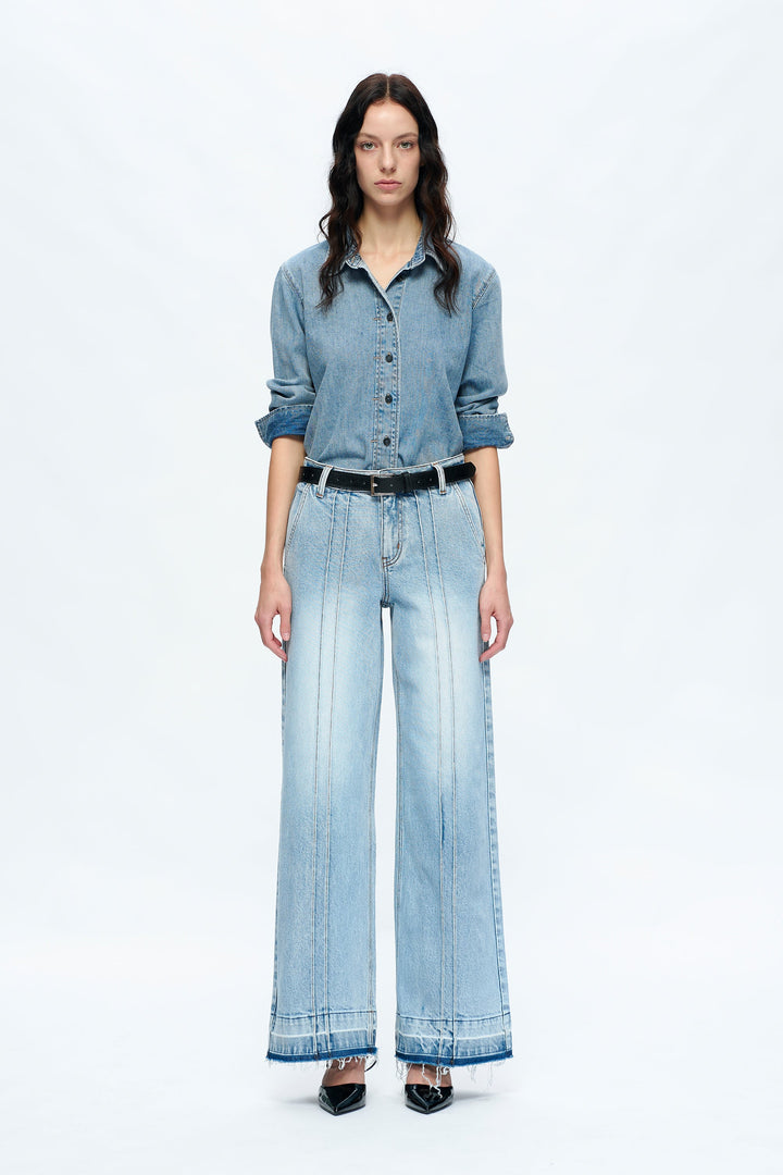 Jermy Mid Rise Wide Leg Denim Jeans