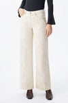 Mid Rise Textured Floral Wide Leg Jeans