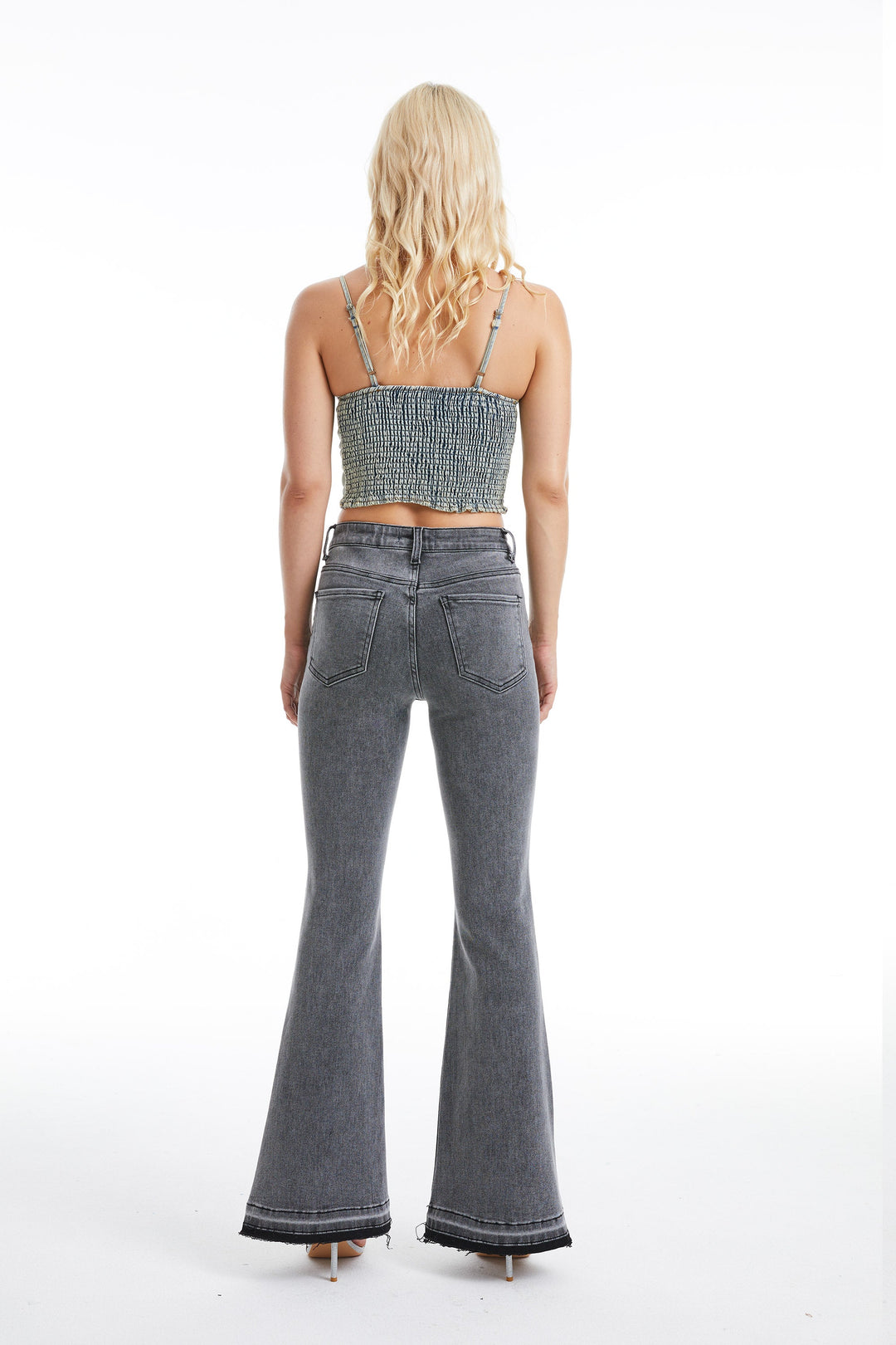 Lauren High Rise Flare Jeans With Raw Hem