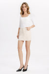 High Rise Raw Hem Skirt