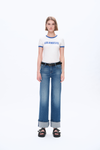 Mid Rise Straight Rolled Leg Denim Jeans