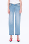 Mid Rise Rolled Leg Barrel Denim Jeans