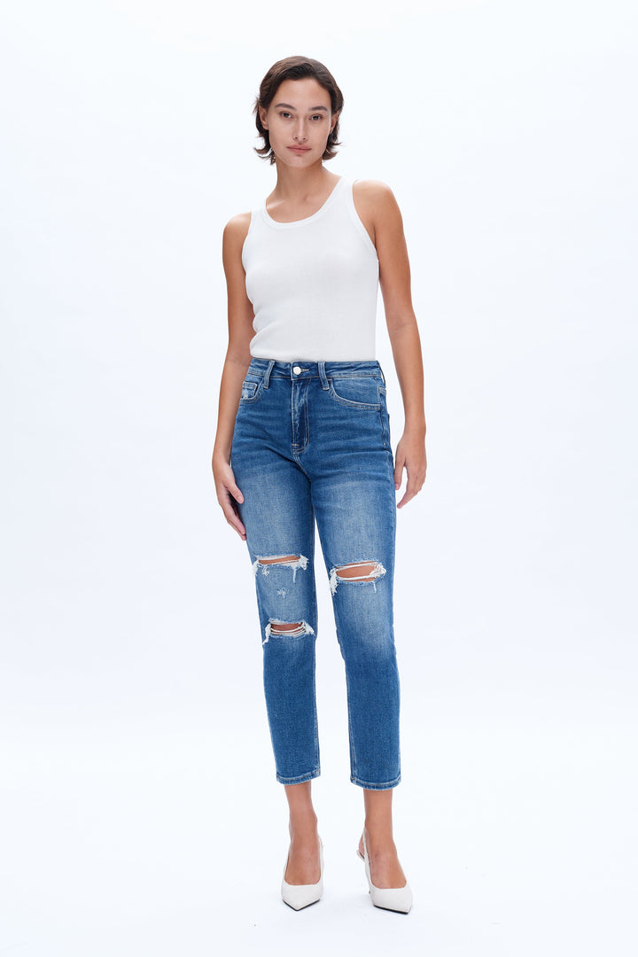 High Rise Stretch Mom Jeans