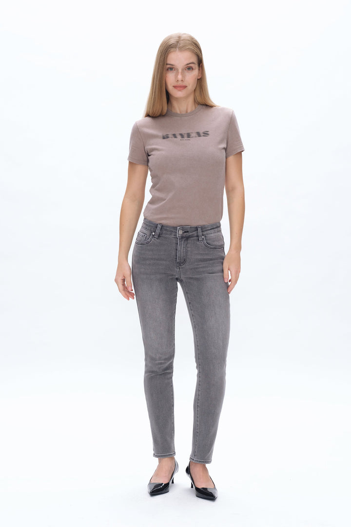 Emily Mid Rise Slim Straight Denim Jeans