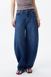Mid Rise Deep Indigo Barrel Jeans