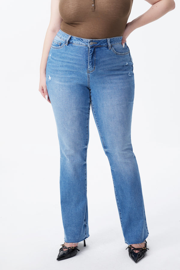 Low Rise Distressed Bootcut Jeans