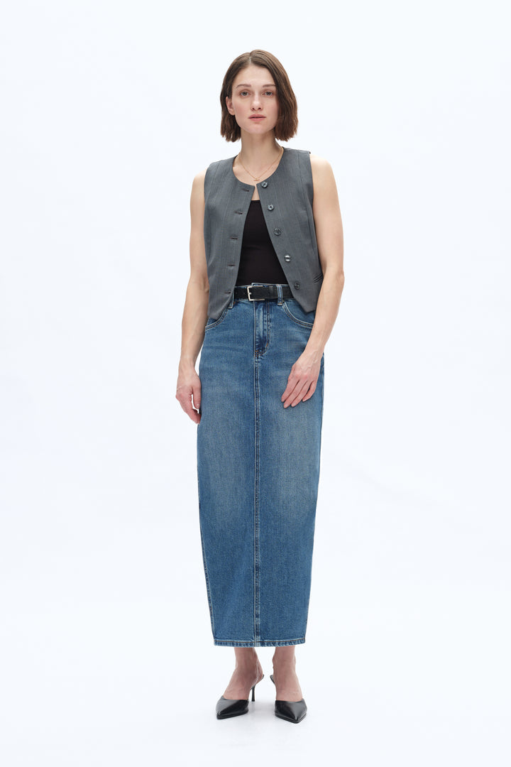 Denim Skirts With Side Slit