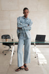 High Rise Ankle Embroidered Straight Leg Jeans
