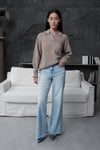 High Rise Raw Hem Wide Leg Jeans