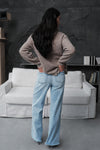 High Rise Raw Hem Wide Leg Jeans