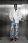 High Rise Ankle Embroidered Lace Wide Leg Jeans